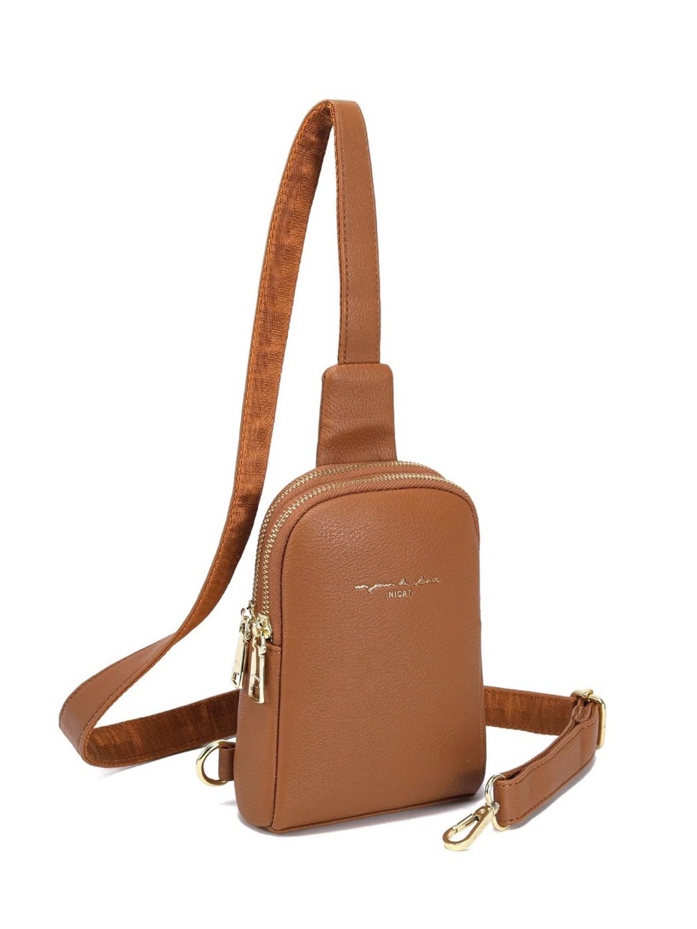 INICAT Women's Small Sling Bag, Lightweight Everyday Vegan Small, Brown